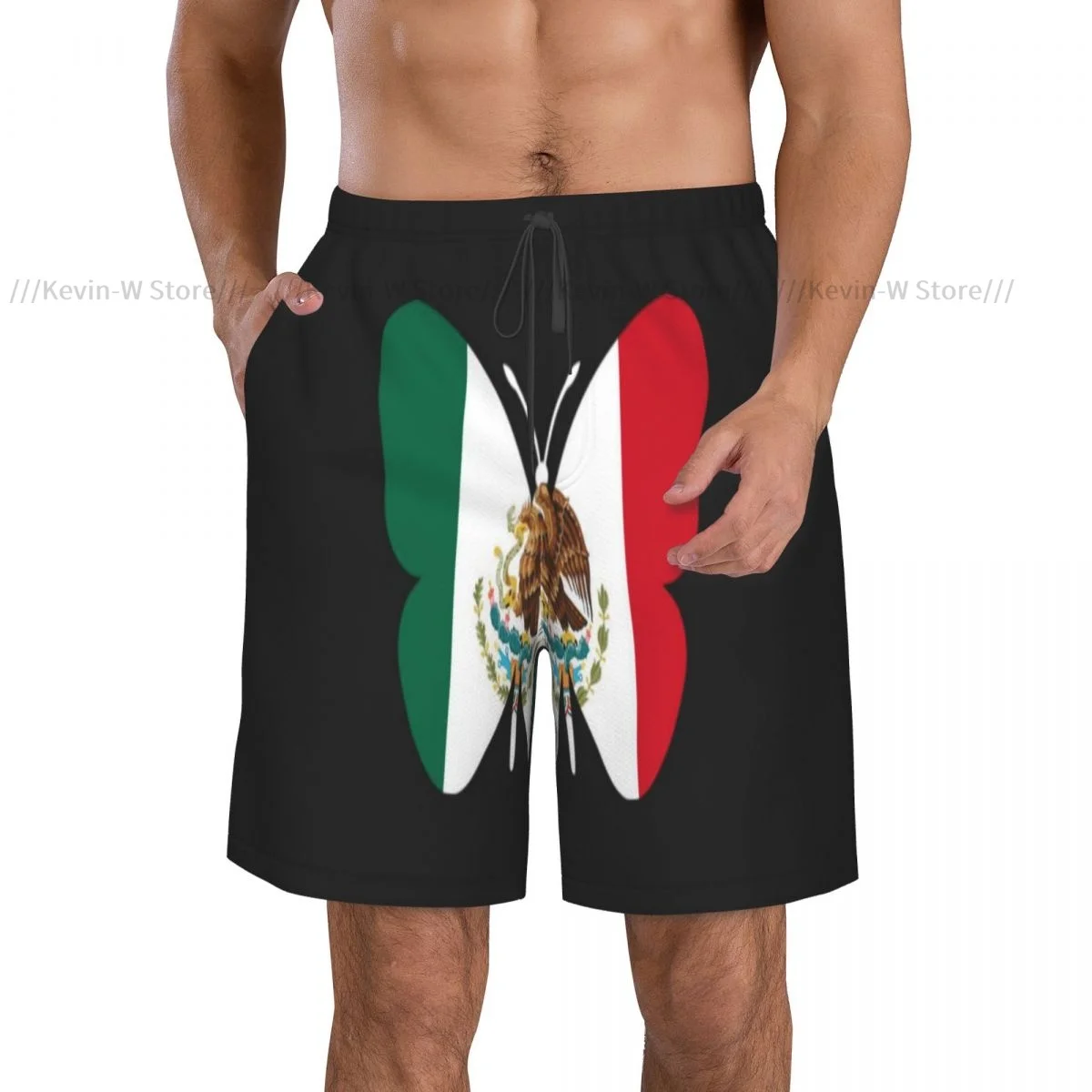 Swimwear Mens Swim Shorts Beach Swimming Trunks For Man Mexico Flag Butterfly Swimsuit Surf Board Bathing Suit