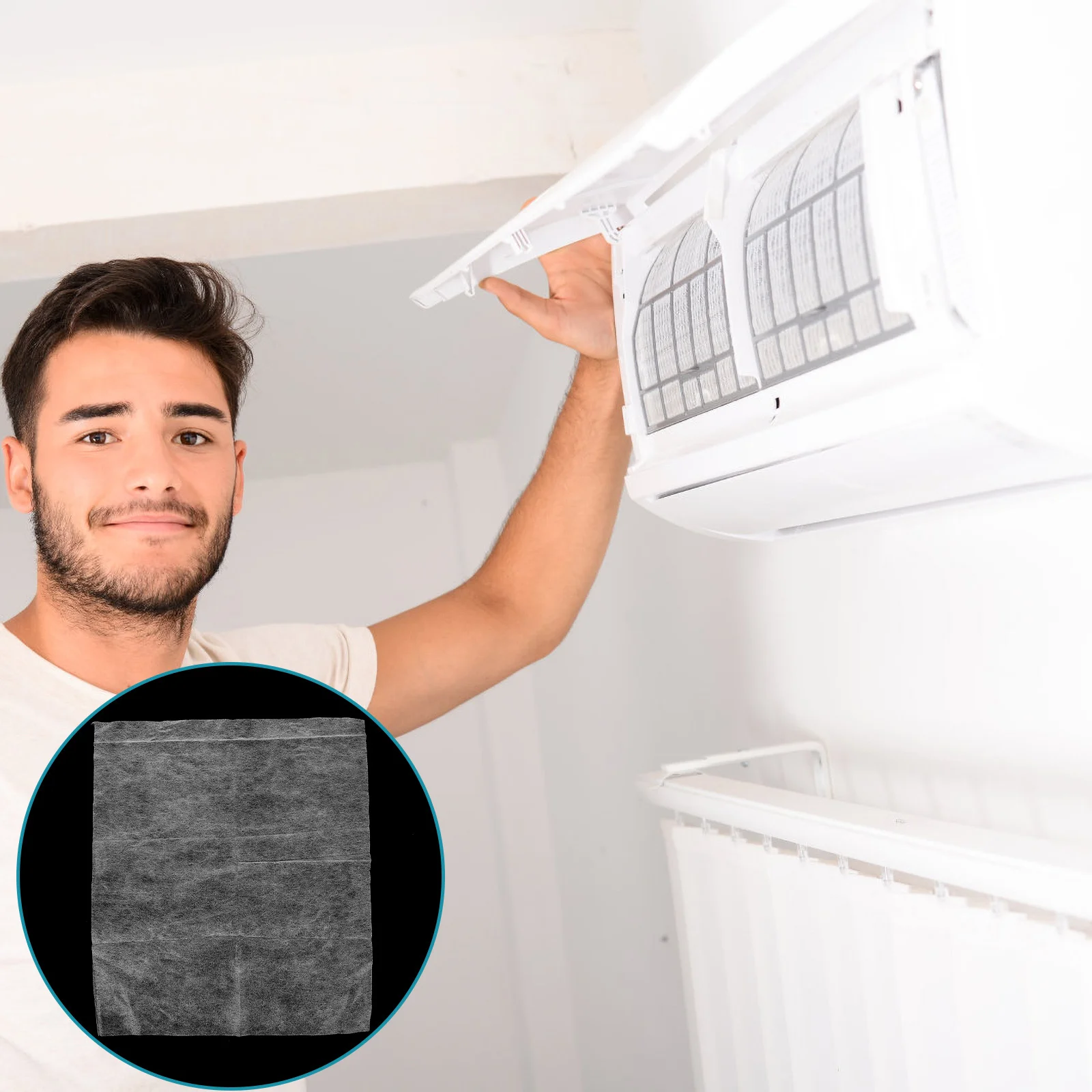 

12Pcs Air Conditioner Filter Mesh Pet Anti-Dust Paper Double Sided Adhesive Home Car Air Purifier Strainer Dust Blocker