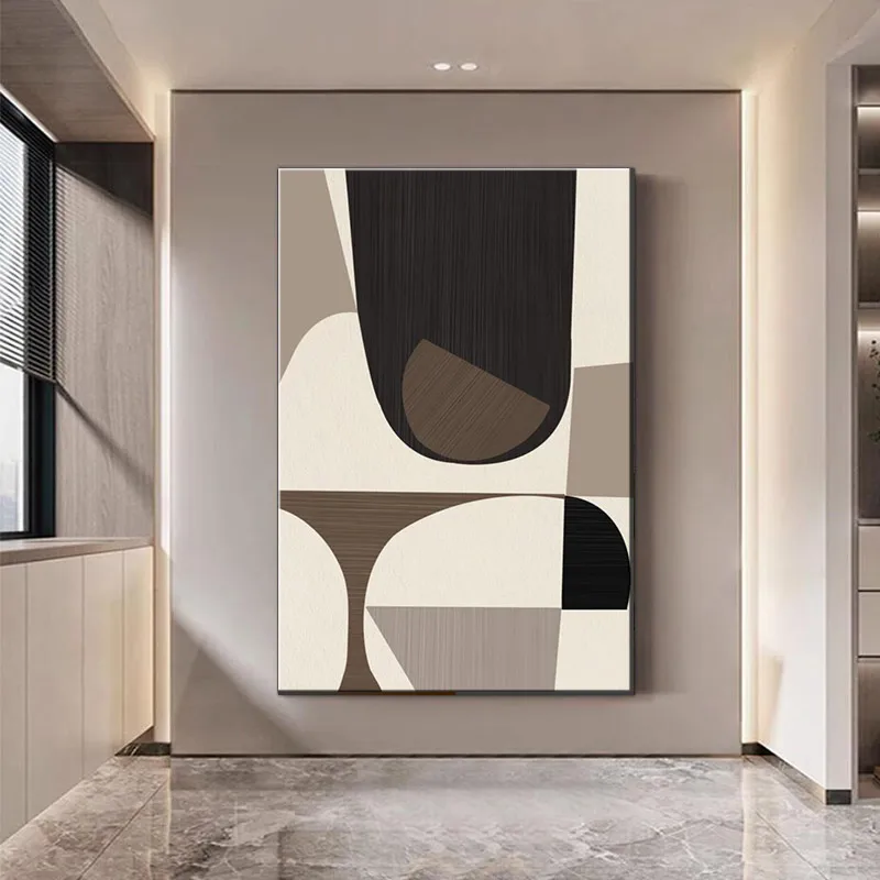 Monochromer geometrischer abstrakter Kunstdruck – minimalistische Wanddekoration für Wohnzimmer, Büro, hochwertiges gedrucktes Poster, ungerahmter Mo