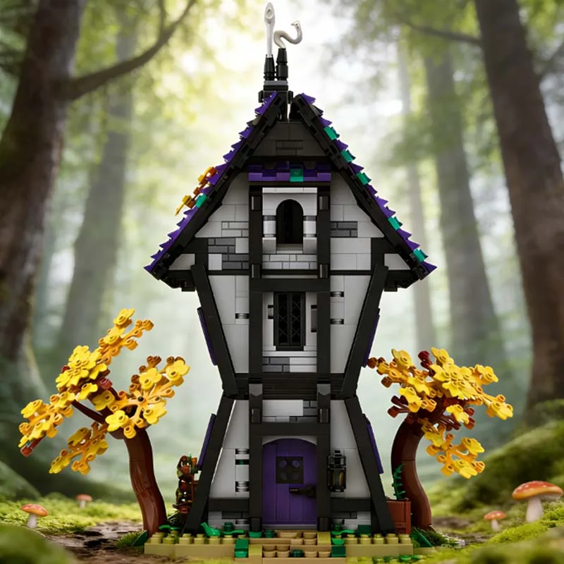 Set di Costruzioni da 1912 Pezzi, Casa delle Streghe MOC, Design Modulare Personalizzabile, Modello di Mattoncini Semplici, Giocattolo Fai-da-Te per Ragazzi, Regalo per le Vacanze