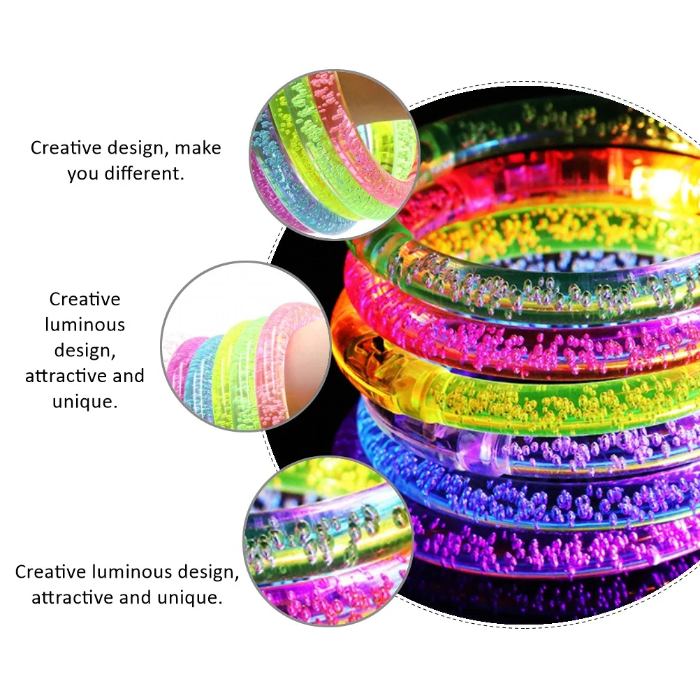 

20 Pcs Bubble Bracelet Luminous Glowing LED Light Up Party Jewelry Toy Creative Design Gifts Festival Decorations