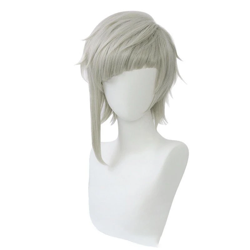 Peruka postaci męskiej z anime Bungo Stray Dogs, Nakajima Atsushi, nakrycie głowy do odgrywania ról, ozdoba głowy, krótkie włosy z grzywką na bok.