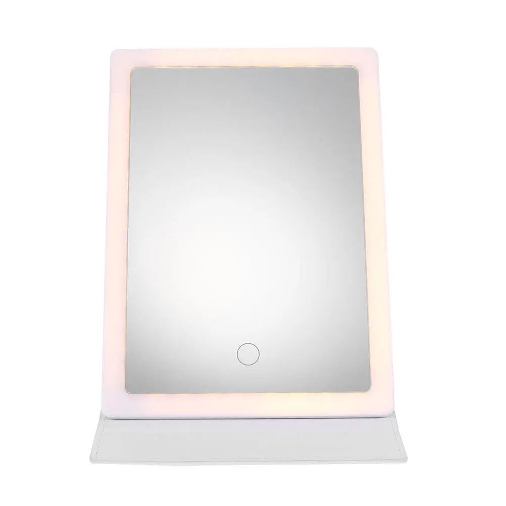 مجموعة واحدة من مرآة مكياج LED محمولة عالية الوضوح وقاعدة ثابتة وقاعدة ثابتة وتصميم أنيق للاستخدام اليومي للفتيات والسيدات