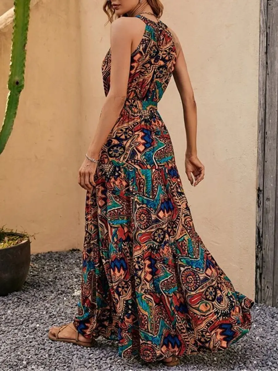 Robe maxi longue vintage pour femmes, vêtements d'été, style bohème, en coton et lin, motifs floraux, mode bohème, offre spéciale