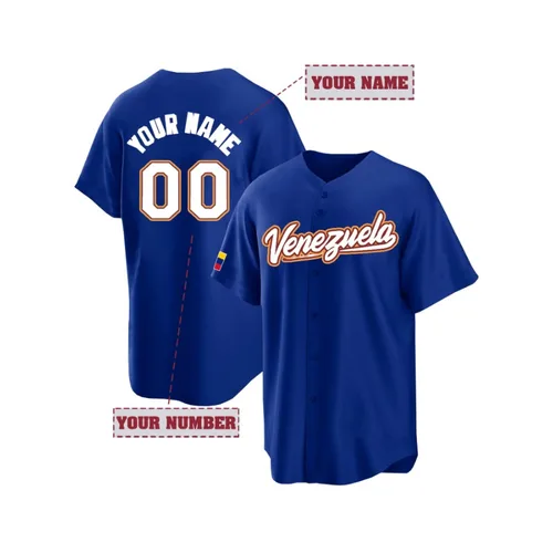Imagen 2 del producto Camiseta de béisbol Venezuela personalizable, camisetas de entrenamiento de manga corta cómodas con bordado de nombres y números personalizados únicos
