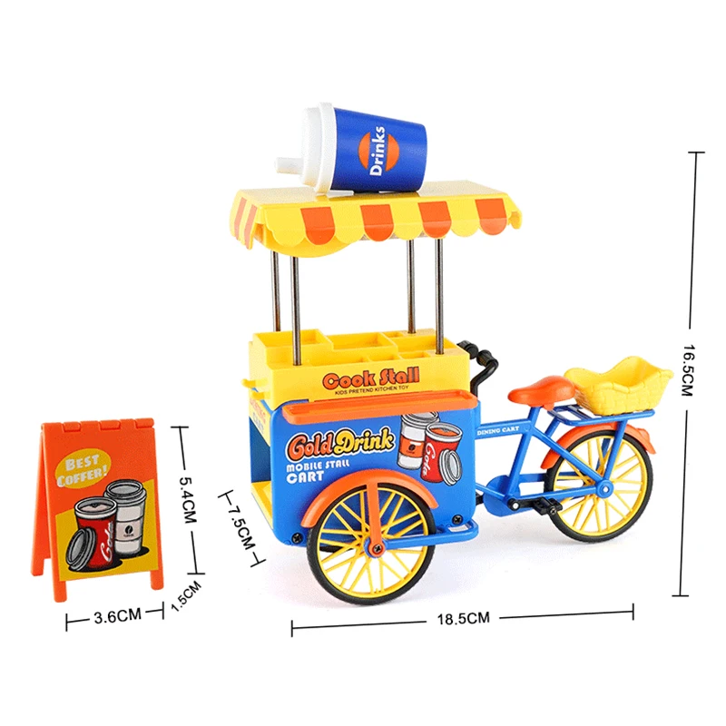 1/10 Fun fast food truck Alloy DIY Hamburg ice-cream truck Model Coffee tricycle macarons SoundLight Children Toys Families Gift