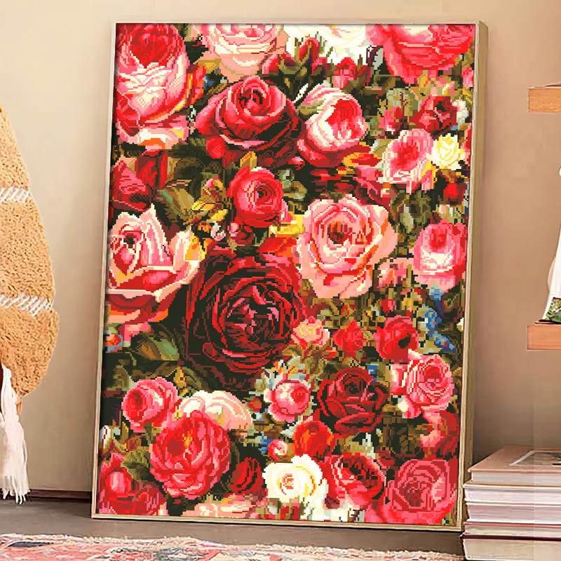 

Современный простой набор для вышивания крестиком с бисером: «Любовь и брак», новая вертикальная версия, для спальни, из хлопковой ткани, с узором из роз