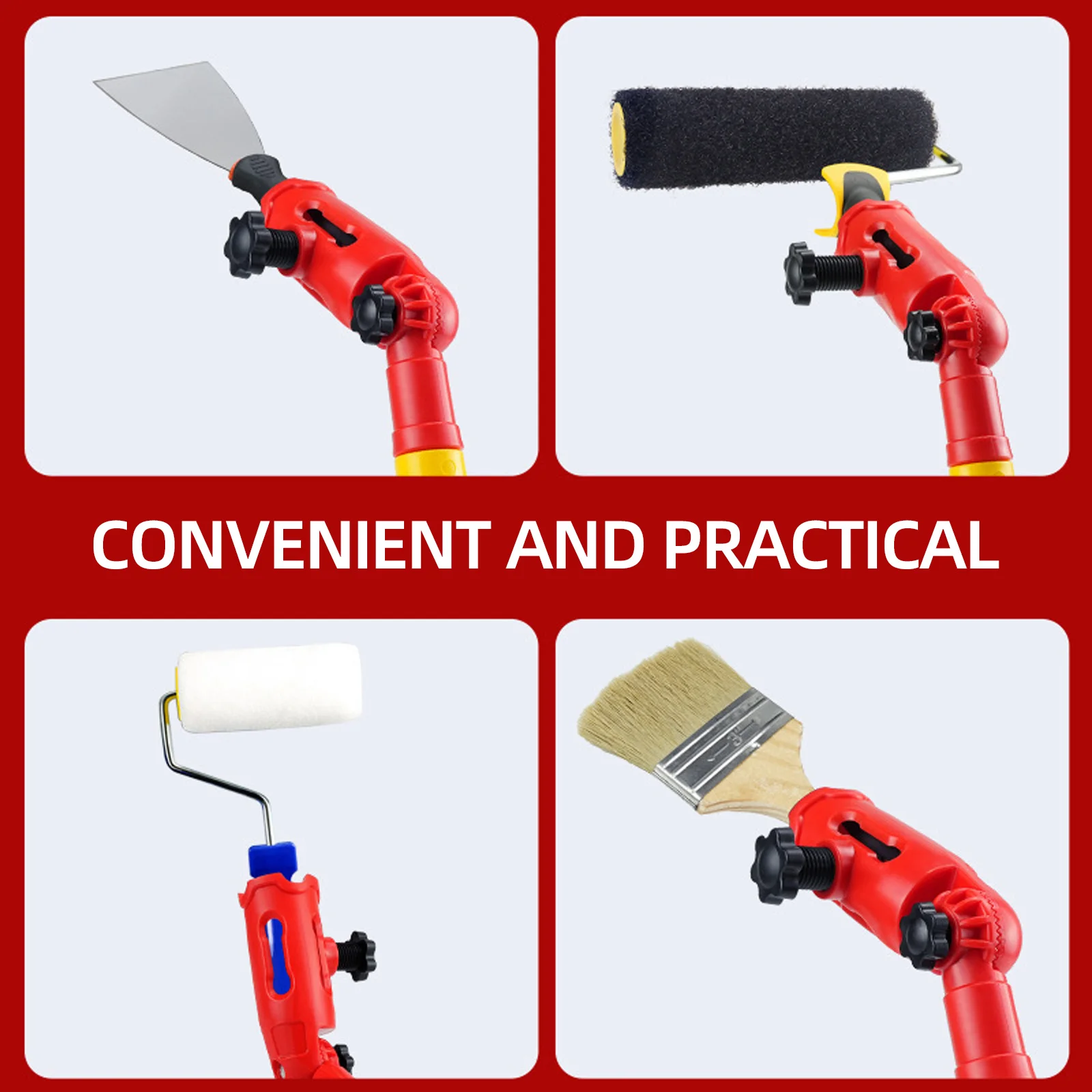 عمود تمديد أسطوانة الطلاء العالمي متعدد الزوايا حامل فرشاة قابل للتعديل دوران 360 درجة للجدران ذات الأسقف العالية #4