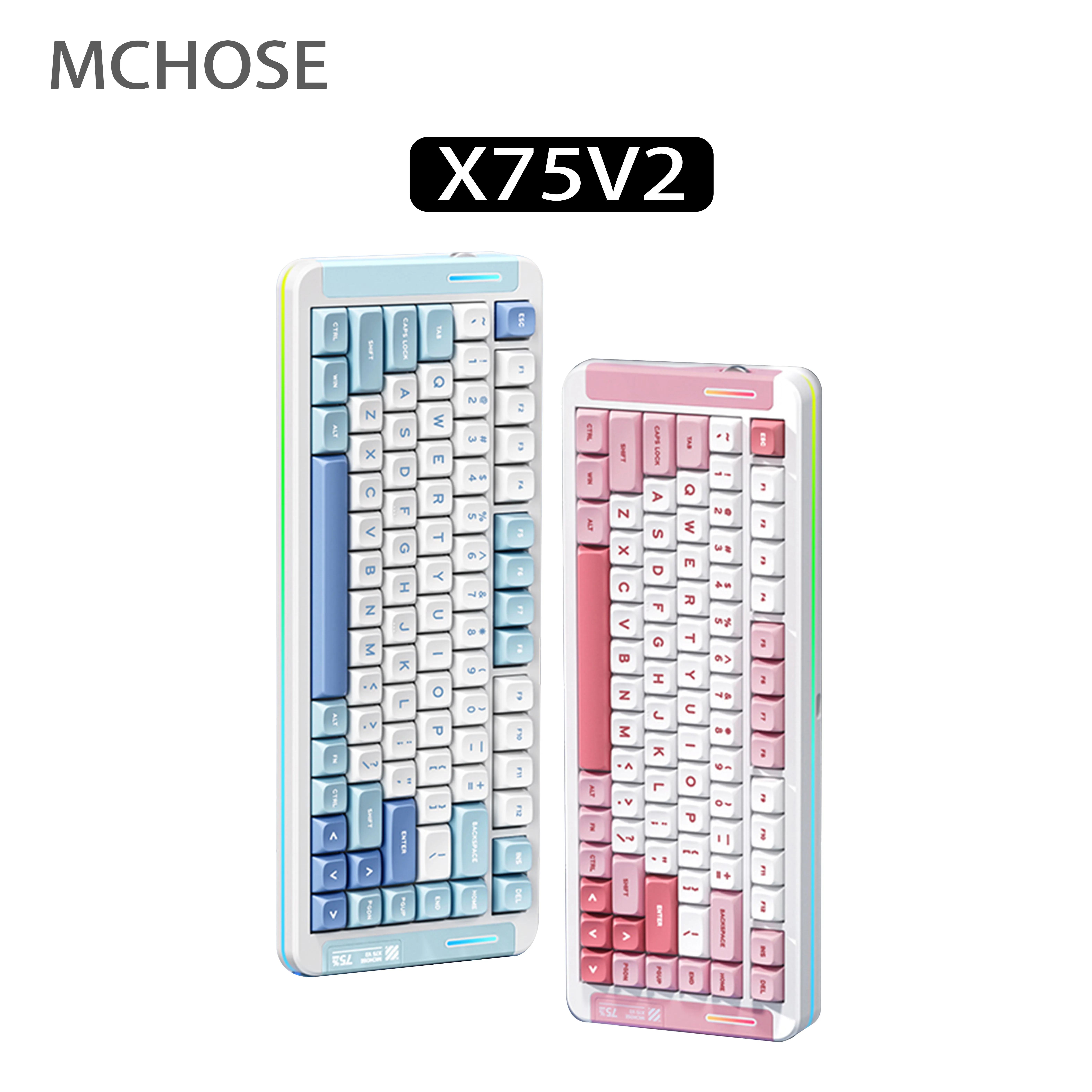 

MCHOSE X75 Беспроводная механическая игровая клавиатура 75% раскладка Прокладка с RGB-подсветкой Трехрежимные переключатели премиум-класса с возможностью горячей замены