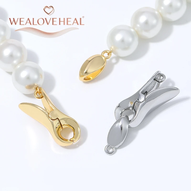 armband verschluss, 1 Stück 18K vergoldeter Messing-Fischmaul-Quetschverschluss, Federdruckknopf-Verschluss mit Endkappen für Perlenarbeiten DIY Schmuckzubehör – Detail 15