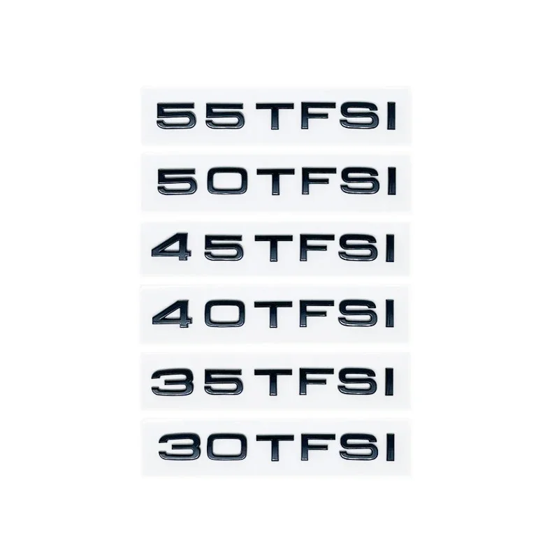 رسائل سوداء لامعة 30TFSI 35TFSI 40TFSI 45TFSI 50TFSI 55TFSI أرقام شعار لأودي A1 A3 A4 A5 A6 A7 A8 Q2 Q3 Q5 Q7 Q8 S7 #2