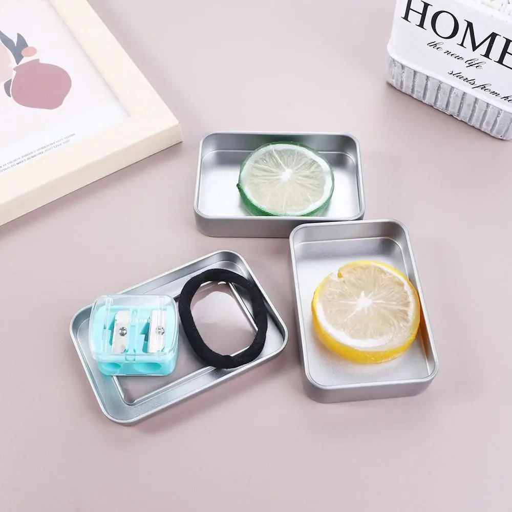 1Pc Rectangular Jewelry Storage Case Clear Window Top Metal Tin Can Box Crafts Box For Home Storage Dampproof Containers