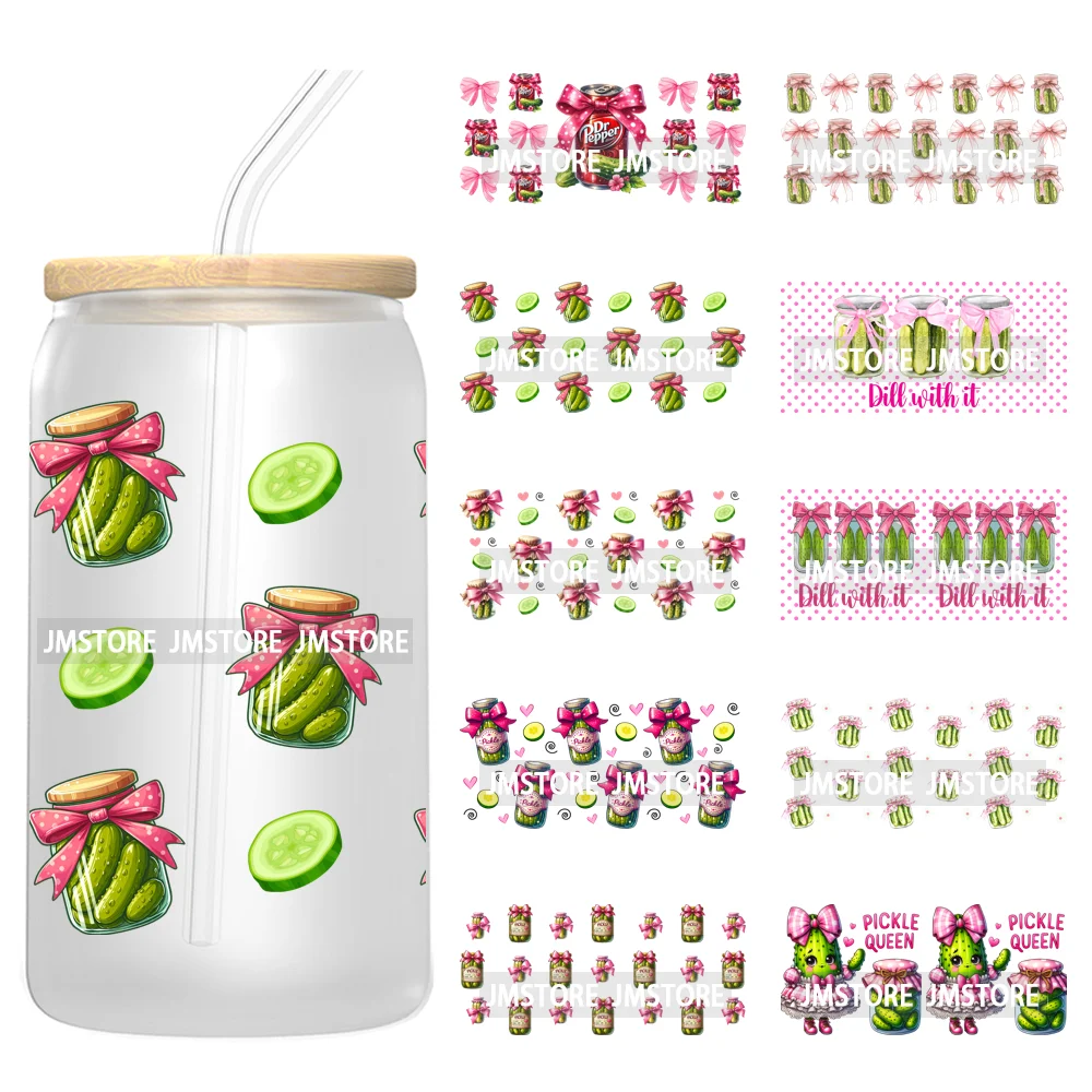 

Кокетка Girly Pickle Lover Drink UV DTF наклейки, готовые к переносу чашки, обертка на заказ, сделай сам, ремесло для Libbey, банка, стеклянные стаканы, кружки