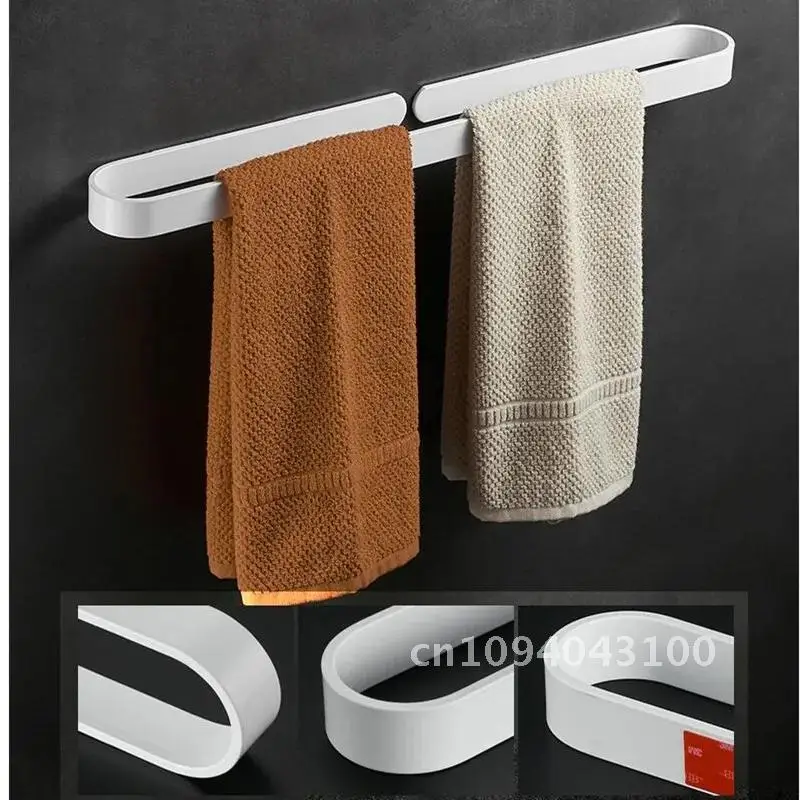 

Nail free Solid Towel white Towel Bar Single Bathroom Towel white cm 30/40/50/60 Rack Matte Holder Aluminum