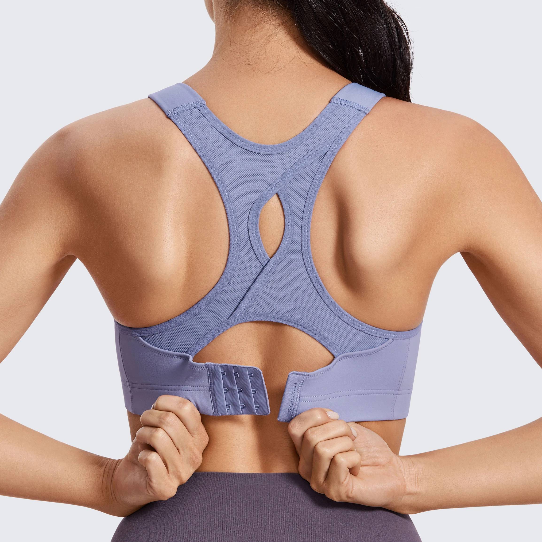 SYROKAN Sport Bras Women Sportswear Crop Tops For Fitness High Impact Wire Free Full Coverage Lightly Padded Vests Adjusted