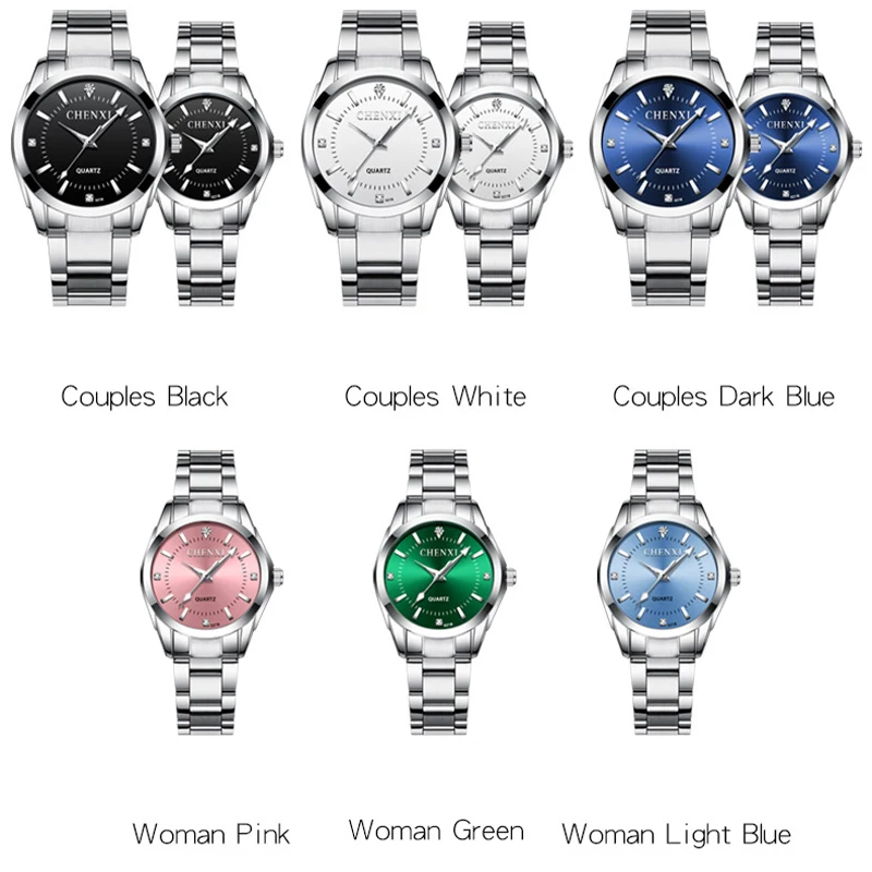 CHENXI 021B Couple's Watch Luxury Fashion Alloy Steel Quartz Watch For Ladies Casual Bracelet Waterproof Diamond Watches Gifts