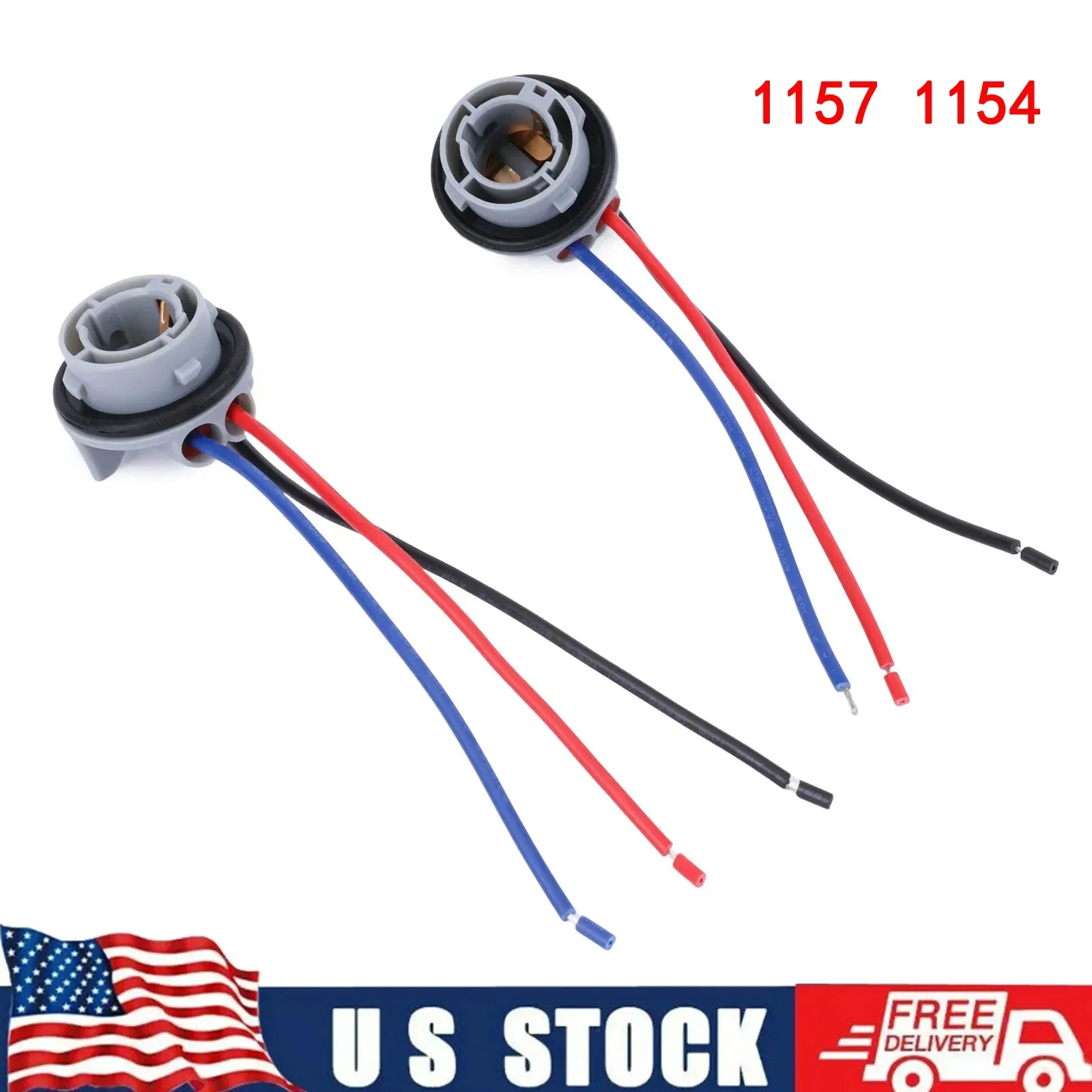 

2Pcs LED Pig Tail Plug Stop Brake Turn Light Bulb Socket Harness Wire Compatible for 1157 1154 134 1016 1034 1053 1076 Female So