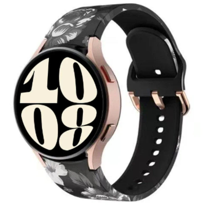 Ремешок силиконовый с принтом для Samsung Galaxy 4/5/6/7/5 Pro, цветной браслет для наручных часов, 40 мм 44 мм 45 мм, 43 мм 47 мм 42 мм 46 мм, 6/4