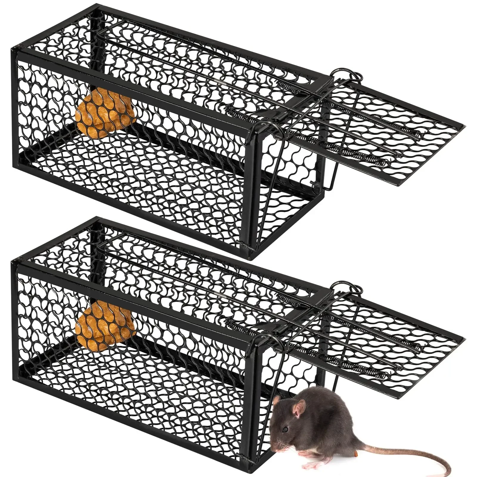 

1PCS Humane Rat Trap Metal Reusable Mechanical Self-locking Durable for Chipmunk Rodent Mouse Squirrel Control Cage Mice Catcher