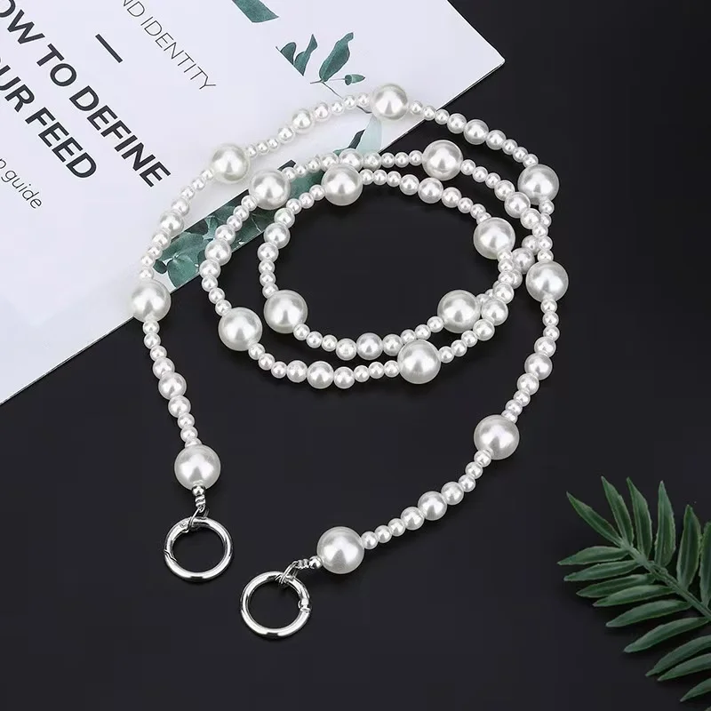 

Mobile phone hanging chain long crossbody style versatile size pearl bead fashion sturdy bag chain trendy universal insert