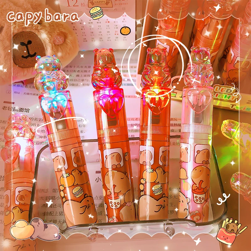 back to school useful acsesories kawaii Stationery supplies cute things capybara emit light funny eraser Aesthetic stationery