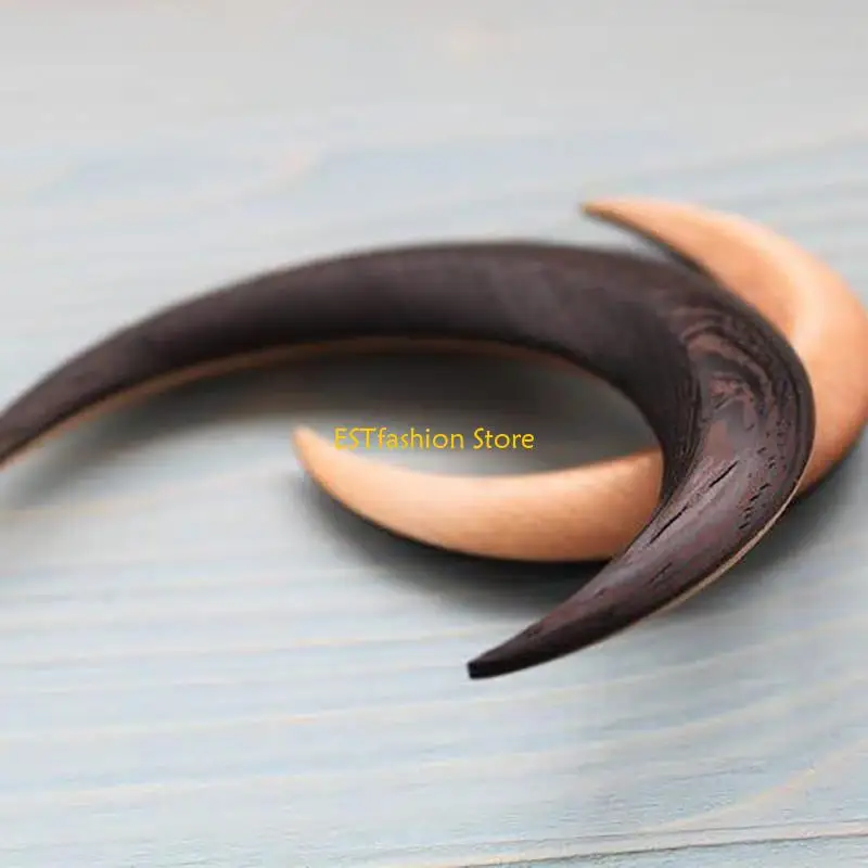 

Y5GC Handmade Moon Hairpin Hand Carved Barrettes Hairpin Hair Wooden Hair Fork for Birthday Parties