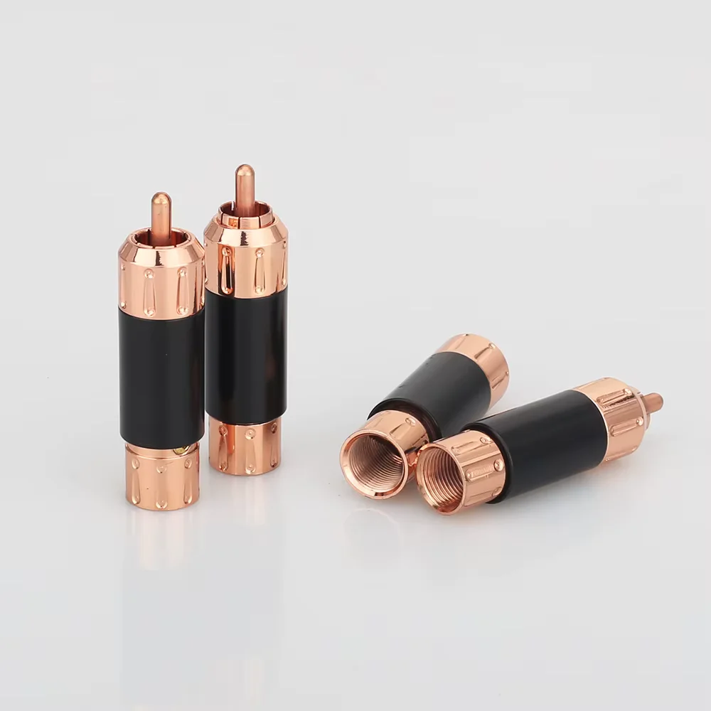 

4PCS High Quality Red Copper Plated RCA Audio Plug HIFI Audio Interconnect Cable Male Plug Connector