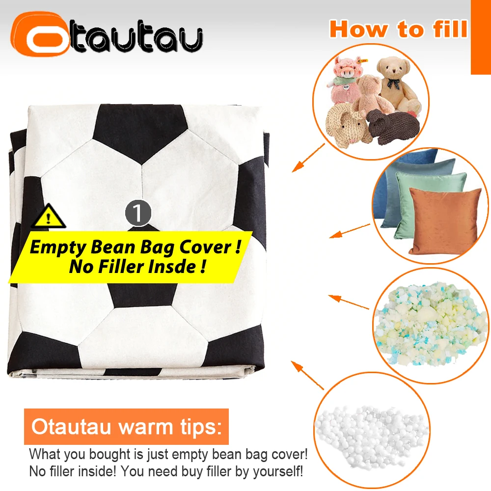 OTAUTAU Outdoor Football Bean Bag Cover Swim Pool Garden Game Pouf Beanbag Cover DD221【No Filler!Need Buy Filler Yourself!】