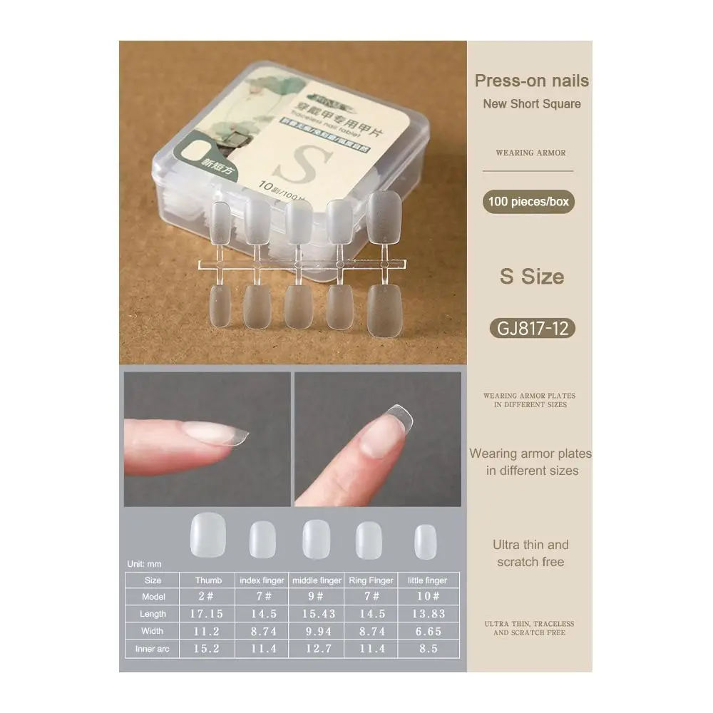 100 PCS/Box Press on Nails Ultra Thin Long Short Almond Shaped Artificial Nails Pre Sized Clear Fake Nail Tips Manicure Salon
