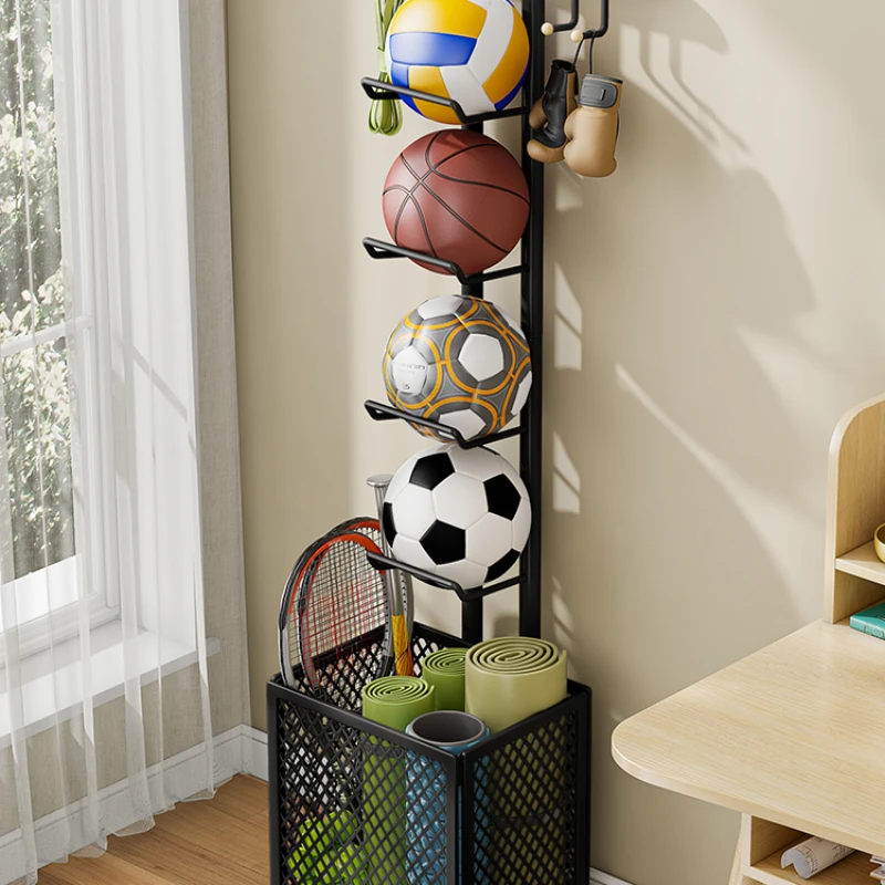 Household sports equipment Multifunctional storage rack Indoor basketball Football shelf Living room yoga mat basket