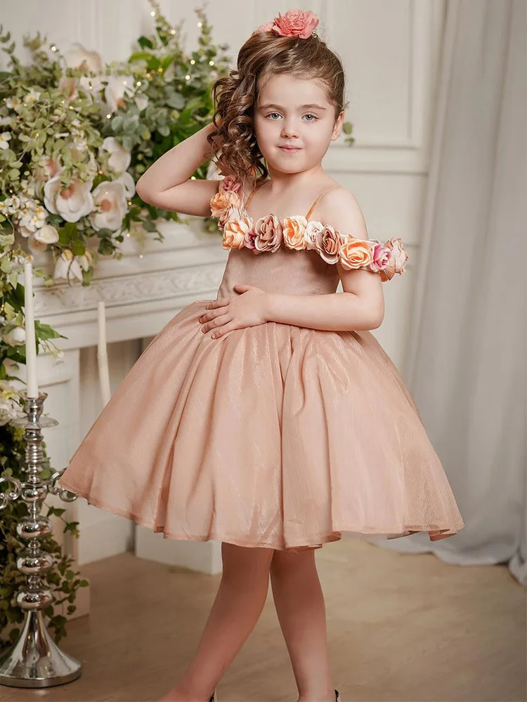 Children Evening Dresses for Girls 1 Years Kids Birthday Party Luxury 2024 Fluffy Ball Gown Wedding Prom Formal Lace Dress