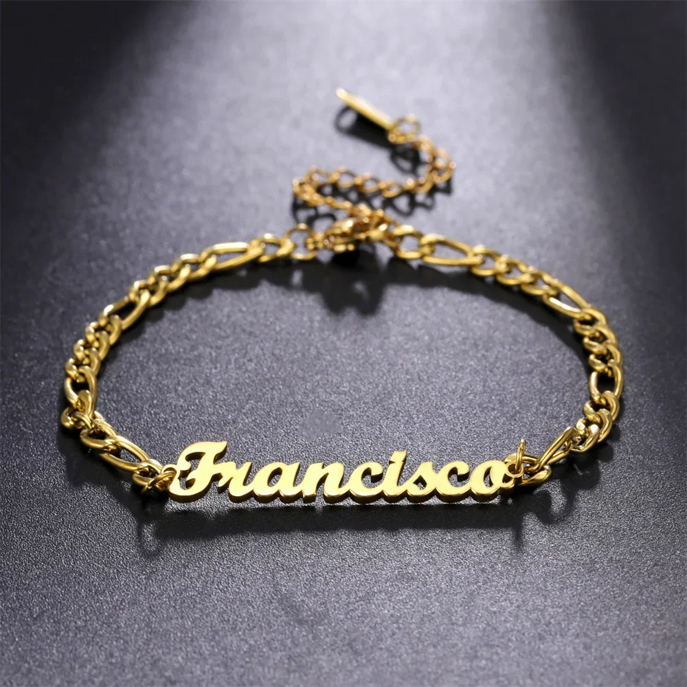 Personalized Name Bracelet Figaro Chains Stainless Steel Jewelry Custom Name Customized Hand Chain for Men Women Birthday Gifts
