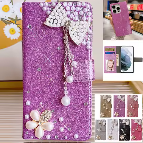 Wallet Glitter Case For Samsung Galaxy A12 A23 A33 A22 A32 A51 A52 A53 A71 A72 A73 A50 A70 A06 A11 A21 A05 S A06 S9 S10 Note 20