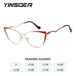 Lunettes de lecture œil de chat pour femmes, lunettes d'ordinateur, verres optiques avec recette, lunettes presbytes, rouge, force, dames