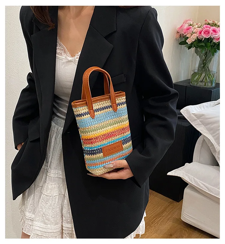 

Сумка через плечо, богемная соломенная сумка, женская новая модная сумка через плечо ручной работы для мобильного телефона, пляжная сумка через плечо