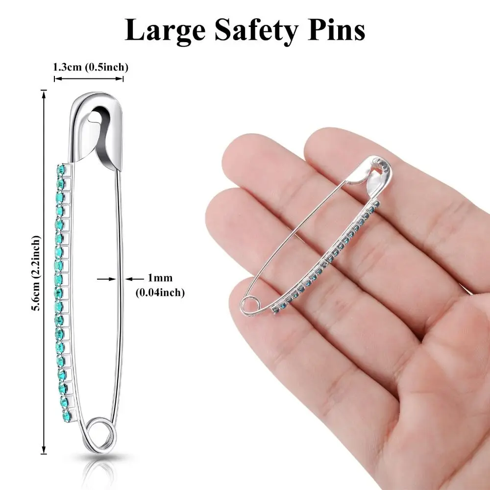 Silver Tone Pins Rhinestone Safety Pins Lapel Collar Sweater Pins Brooches Clothing Sweater Shawl Brooches Clothing Accessory