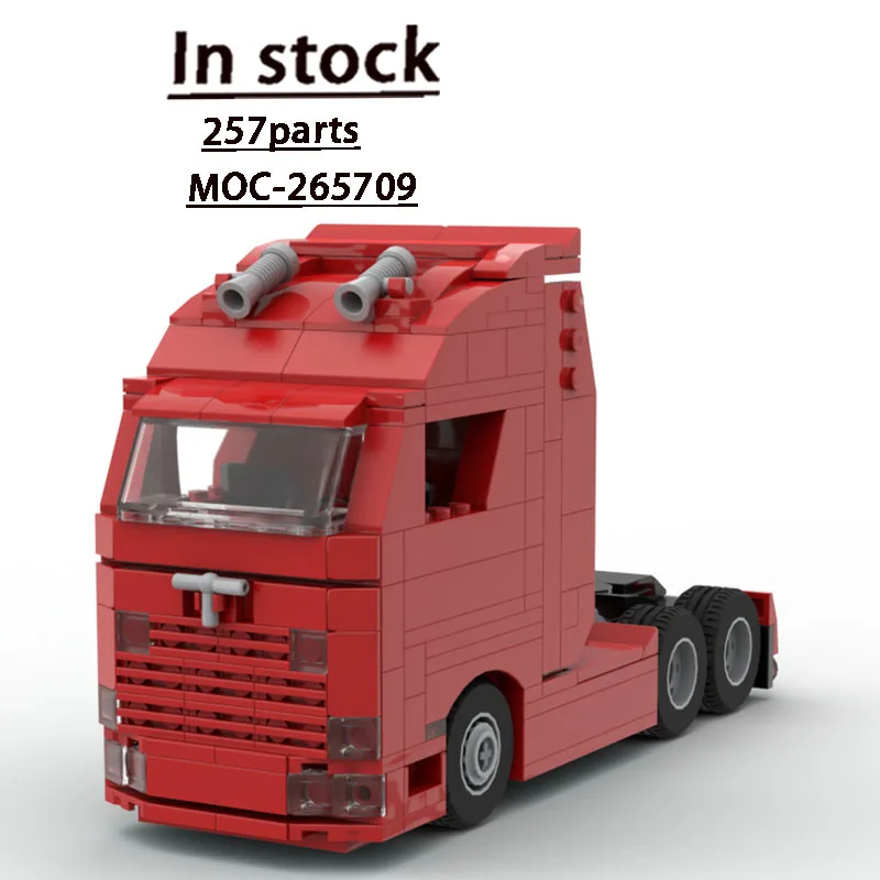 

MOC-265709 Red New Classic Cargo Mini Semi-Trailer Truck Building Block Model 257 Parts Adult Birthday Christmas Toy Gift
