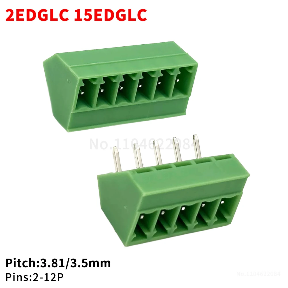 (10 pcs) KF 2EDGLC 3.5mm 3.81mm Plug-in PCB Terminal Block Slanted PCB Phoenix Terminal Block 2-12P 15EDGLC 3.5 3.81
