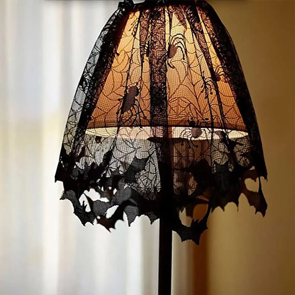 Halloween Decorative Lampshade Halloween Curtain Decoration Fireplace Capes Spider Web Lampshade 20*60in/50*152cm