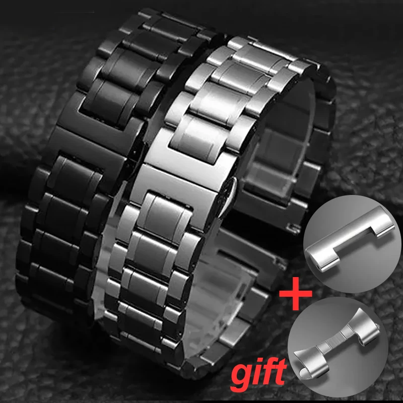 Curved Flat End Steel Bracelet for LONGINES 1618 19 20 21 22 23 24mm Stainless Steel Band Universal Folding Buckle Watchband