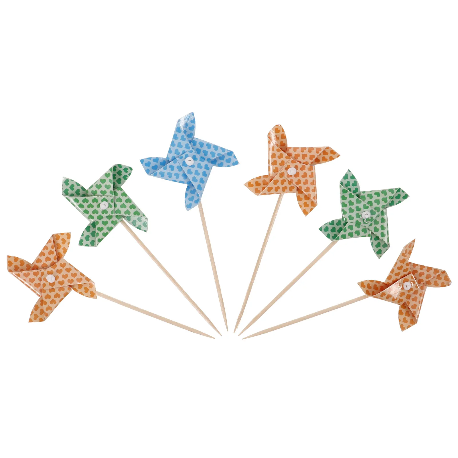 

6 Pcs Mini Windmill Cake Topper Picks Birthday Party Decorations Cupcake Stick Eco Cardstock Thick Cake Banner