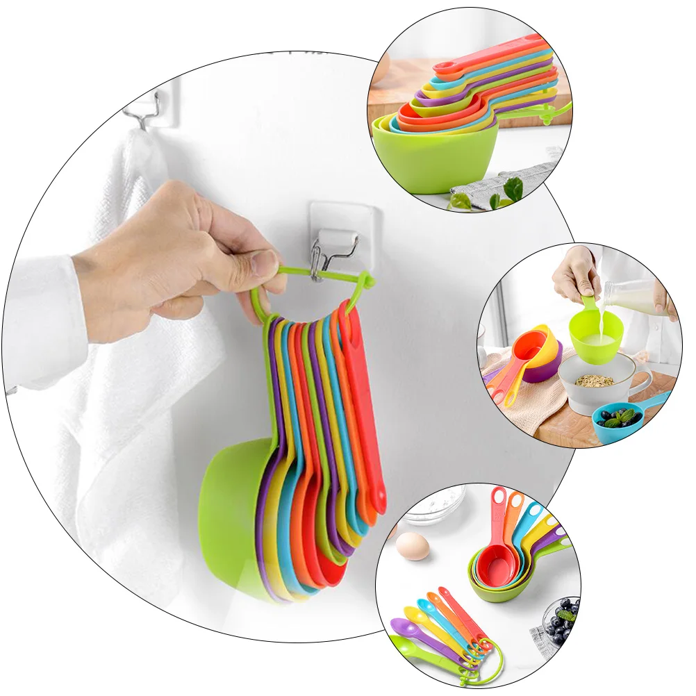 

12pcs Spoons Set Colorful Plastic Kitchen Measuring Tools For Baking Cooking Measuring Cups Spoons Set Multi-Purpose Scoop