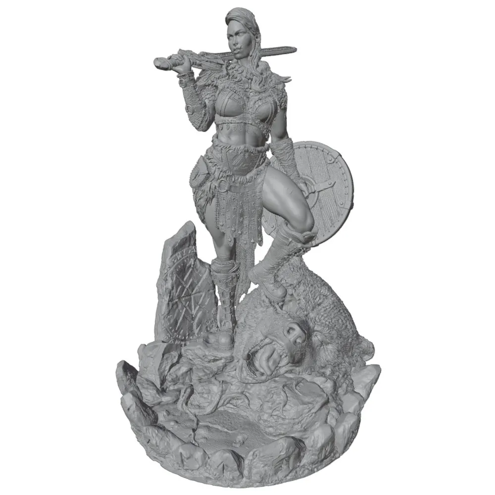 75mm --250mm Female Warrior Resin Model Kits  3D Printed Gray Model Figurine DIY Doll Model Unassembled And Unpainted