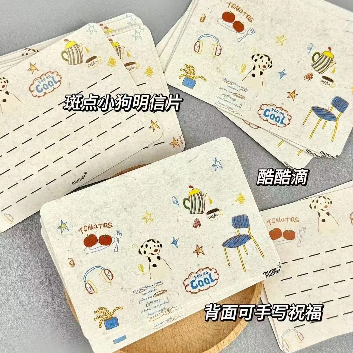 

50Pcs mini Spotted Puppy Postcards: Birthday & Holiday Greeting Cards, Photo Backdrops, Wall Decor – Cute Cartoon Series