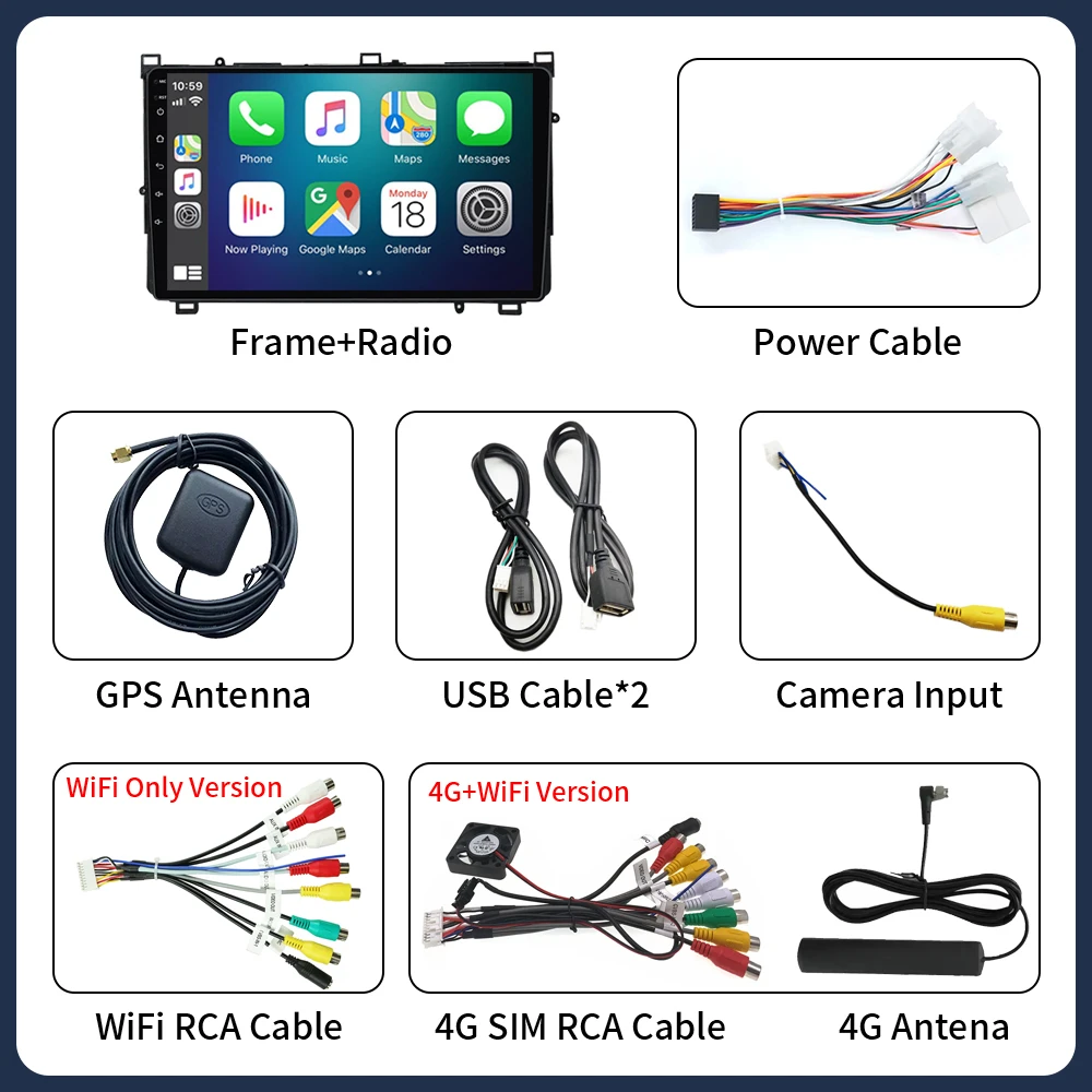 Radio Mobil Android 16 Carplay Untuk Toyota Corolla Auris E180 2017 2018 2019 Pemutar Video Multimedia Navigasi GPS Stereo 2din DVD