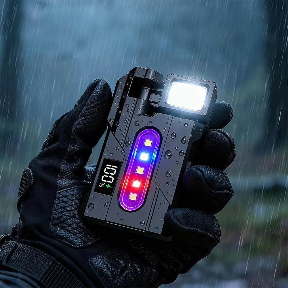 Mini Portable Flashlight USB Rechargeable Multifunctional Adjustable Angle Outdoor Red Blue Warning Work Lights