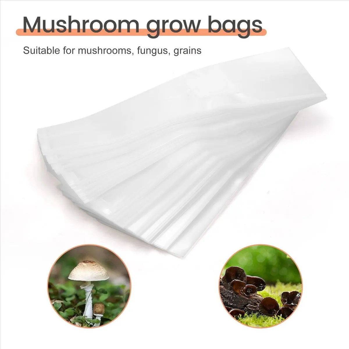 100PCS Grain Berries Substrate, Mushroom Growing Spawn Bag Mushroom Spawn Grow Bag High Temp Pre Sealable-A09G
