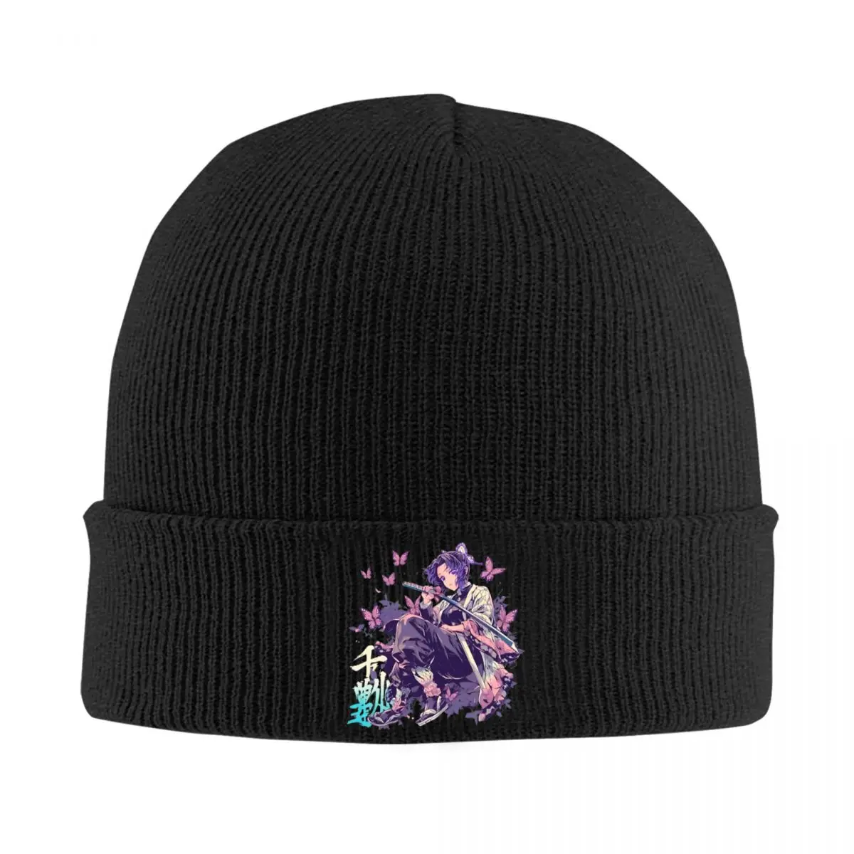 Shinobu Kocho Sticker Design Knitted Hat Beanies Autumn Winter Hat Warm New Demon Slayer Caps for Men Women