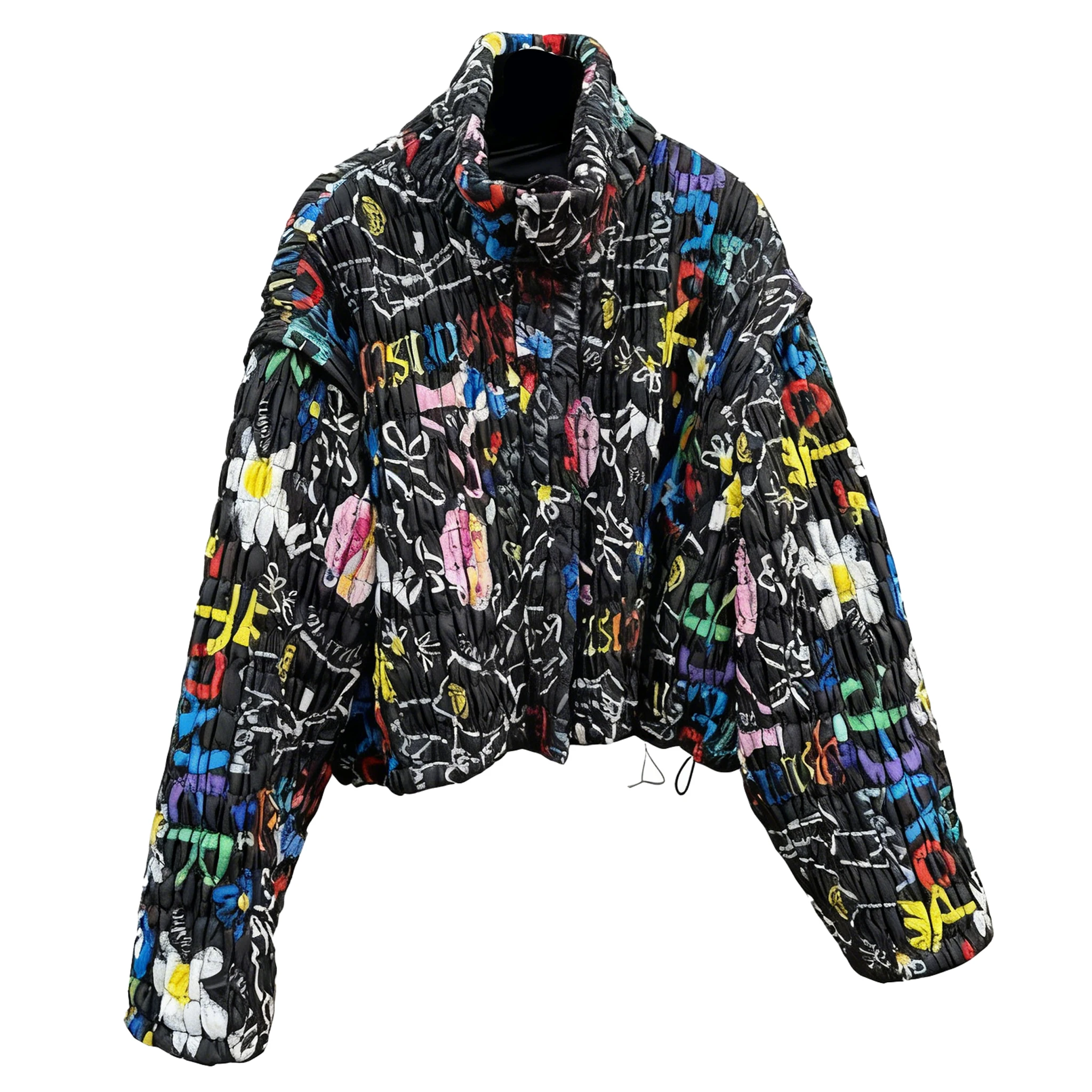 

NIGO 2025 Winter Women's ColorfuPrint Jacket Polyester Quilted Warm Outerwear Stand Collar Long Sleeve Fashion Coat #NIGO9526Z