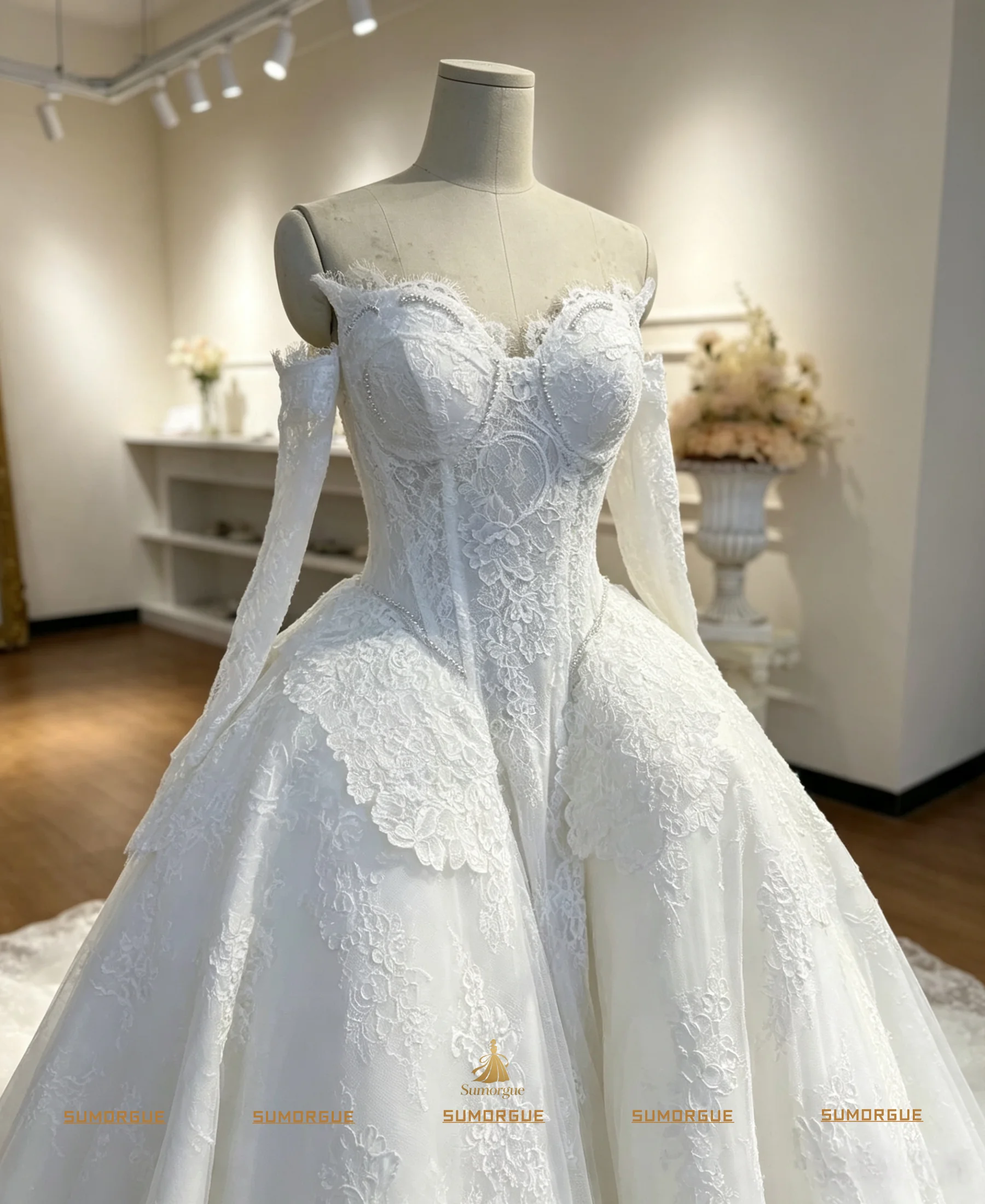 Luxurious French Lace Elegant A-line Wedding Dresses New Style Hot Sale High-end Customized Vestidos De Novia